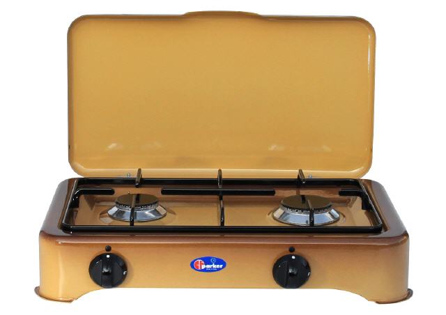 2 flammiger Haushaltskocher / Gaskocher braun