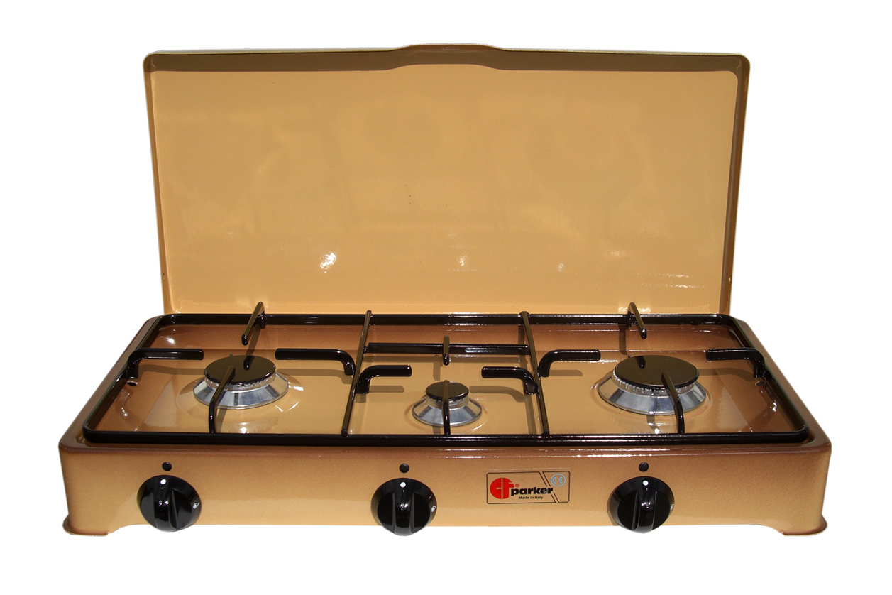 3 flammiger Haushaltskocher / Gaskocher braun