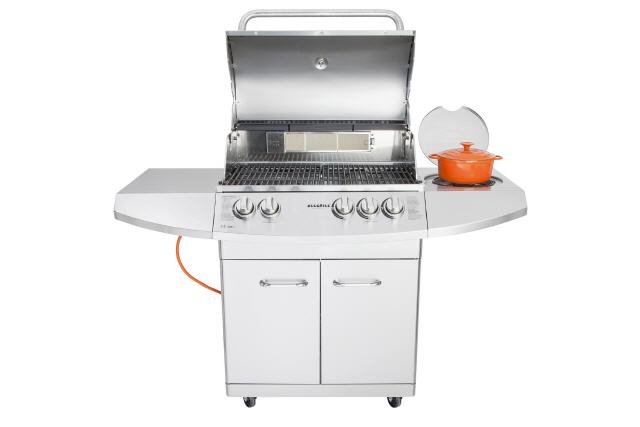 Edelstahl Gasgrill mit Backburner + Seitenbrenner