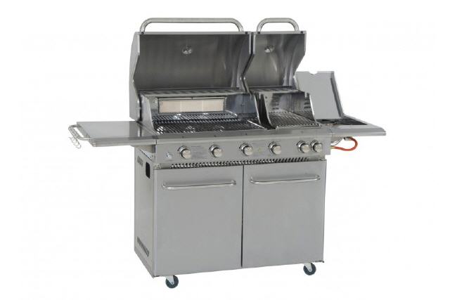 Gastro Edelstahl Gasgrill mit Backburner D-POWER++